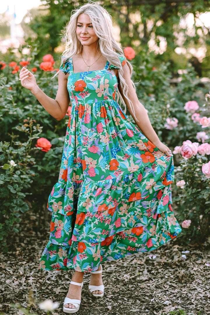 Floral Print Sleeveless Maxi Dresses