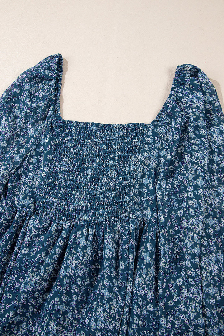 Floral Print Sweetheart Neck Mini Dress