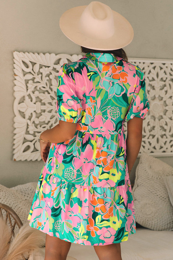 Floral Puff Sleeve Babydoll Dress