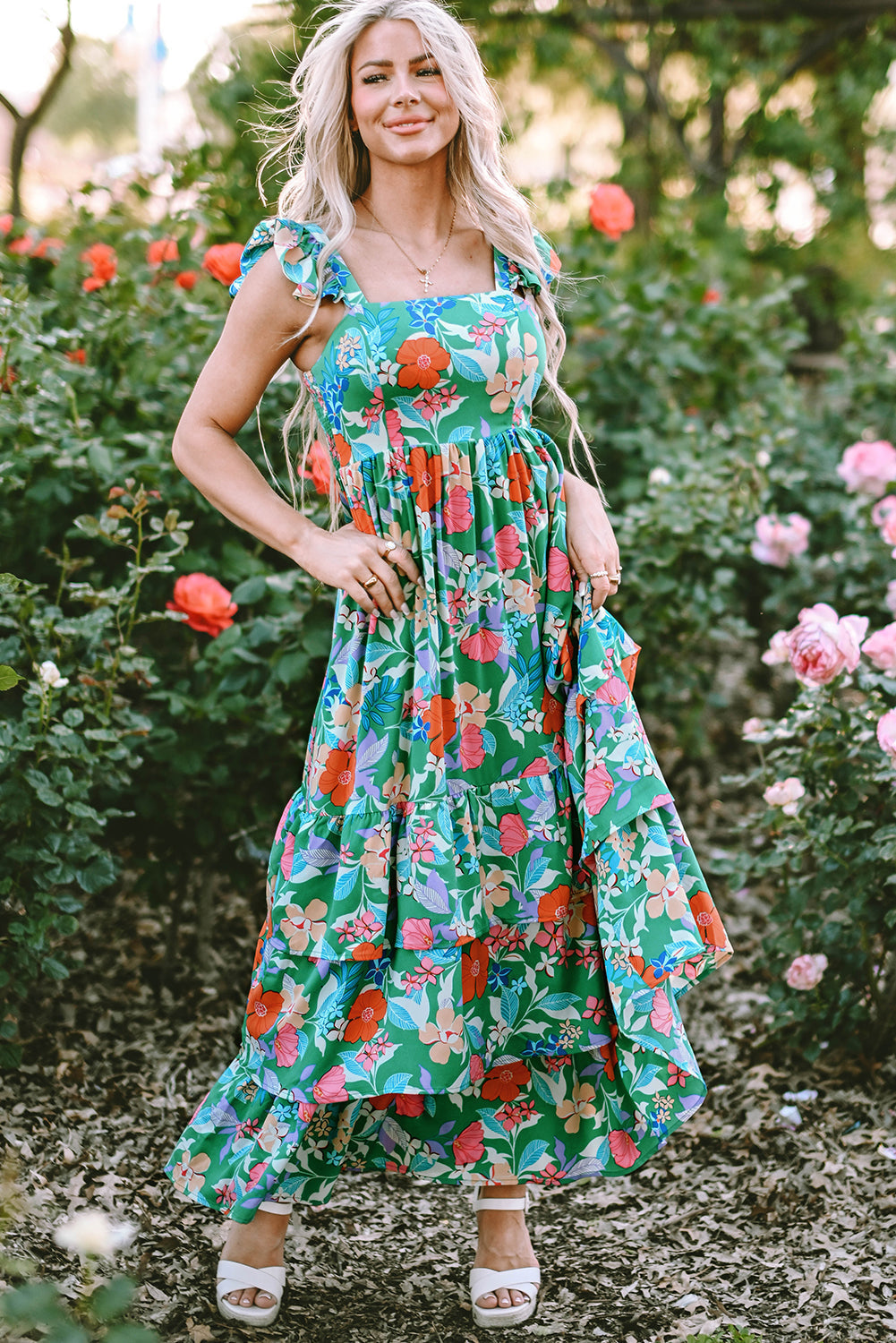 Floral Print Sleeveless Maxi Dresses