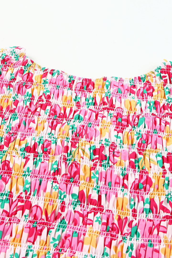 Smocked Bodice Ruffle  Floral Dresses