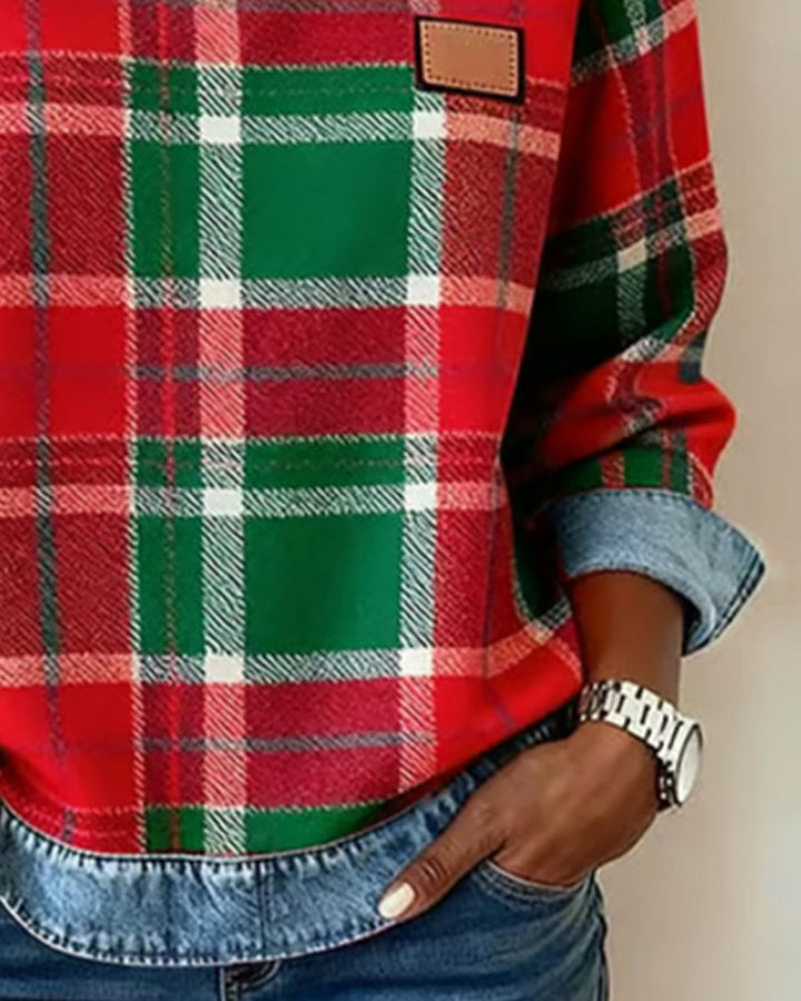 Ivy | Sweatshirt with Checkered Patchwork 4