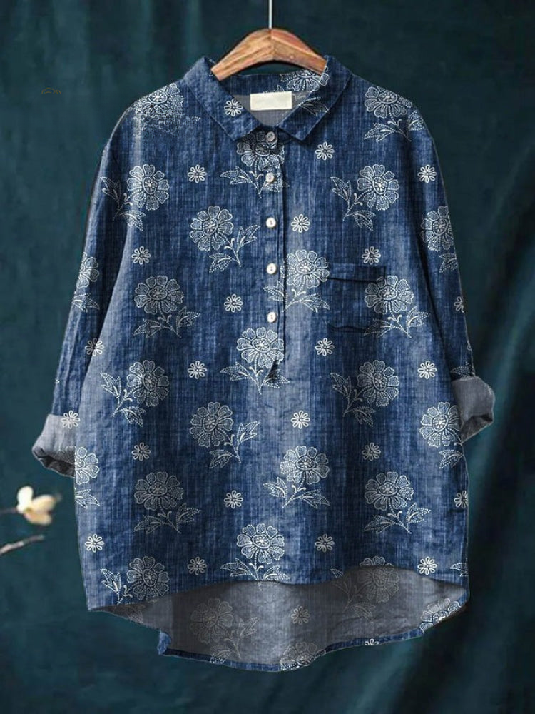 Mara - Indigo Bloom Shirt 0