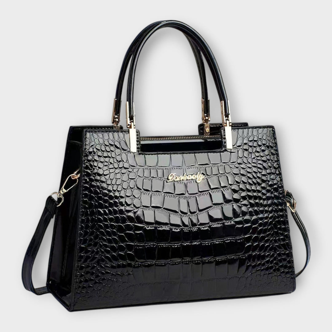Olivia - Glossy Crocodile Pattern Handbag 0