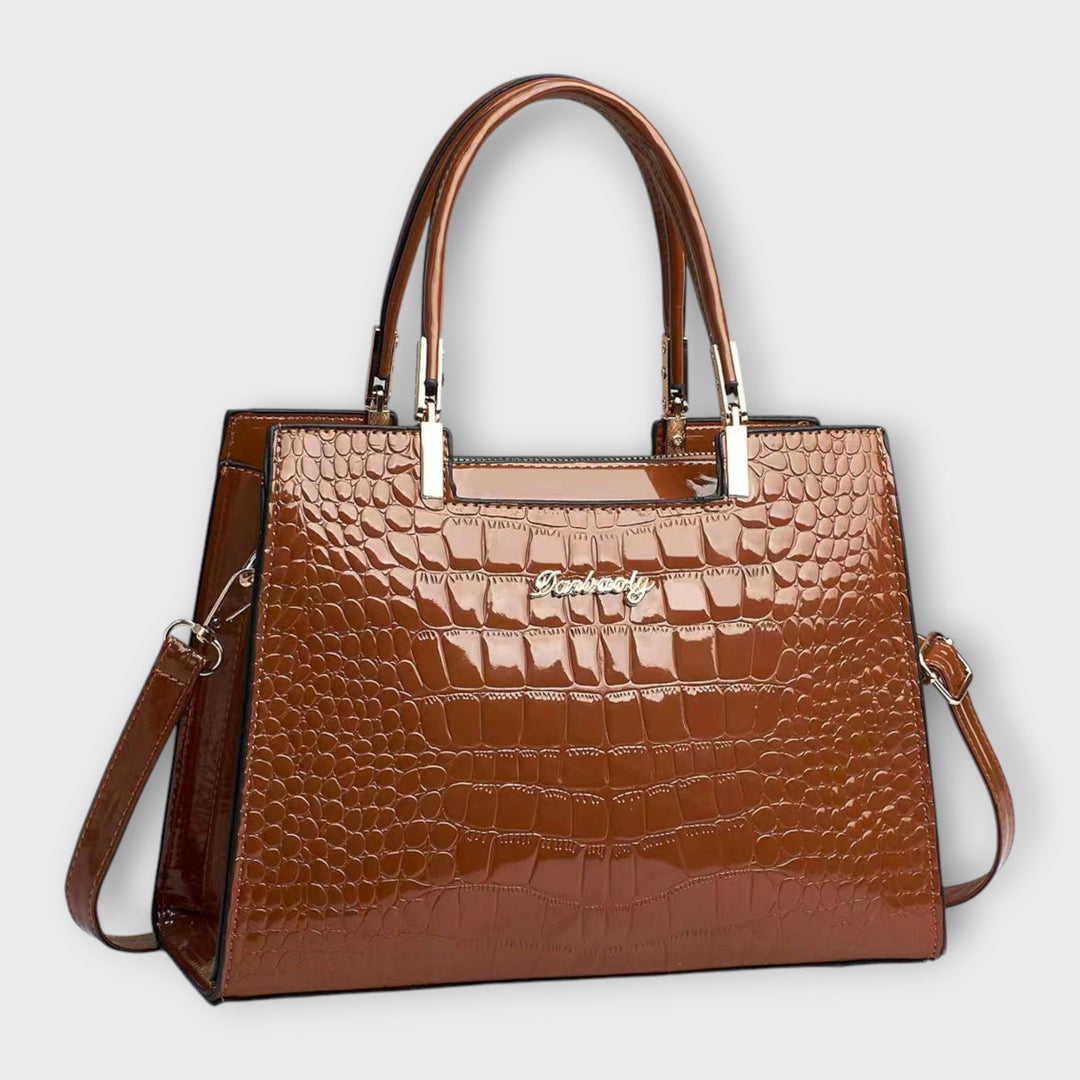 Olivia - Glossy Crocodile Pattern Handbag 4