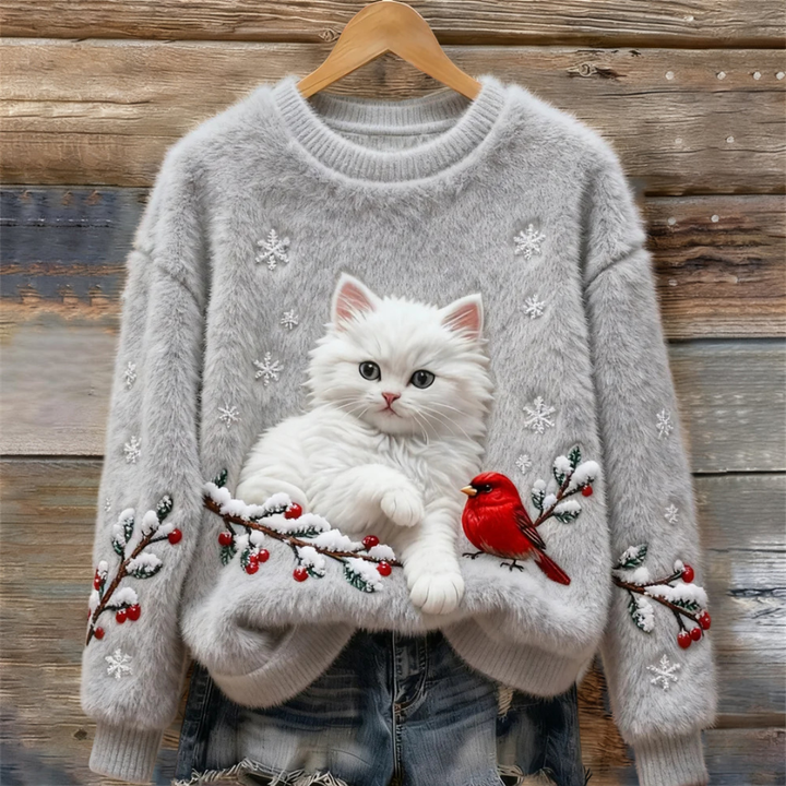 Tessa™ | Cosy Sweater With Snowy Cat Mint 0