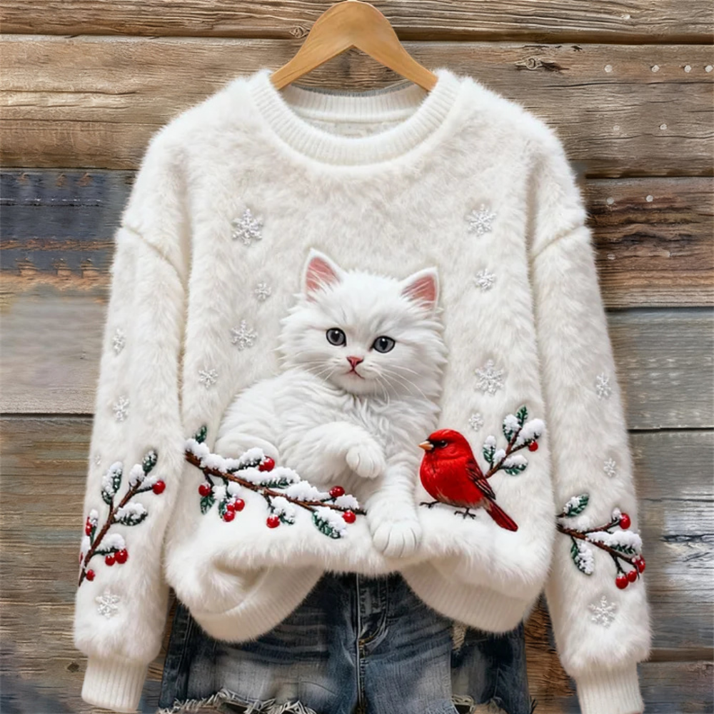 Tessa™ | Cosy Sweater With Snowy Cat Mint 1