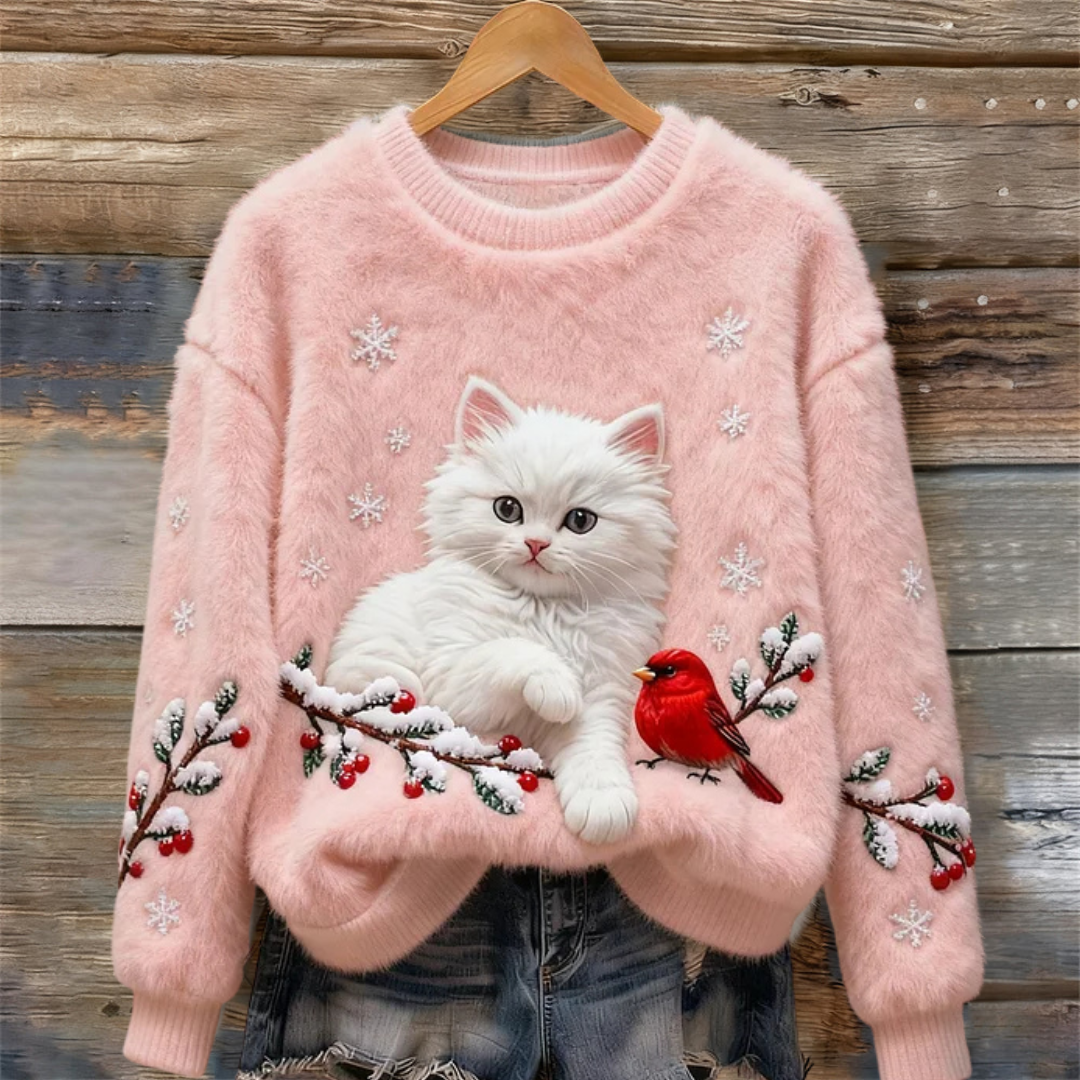 Tessa™ | Cosy Sweater With Snowy Cat Mint 3
