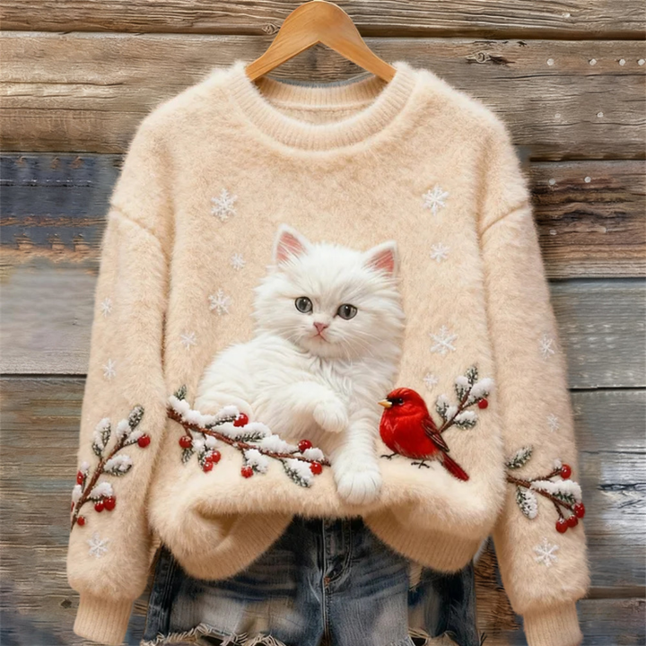 Tessa™ | Cosy Sweater With Snowy Cat Mint 4