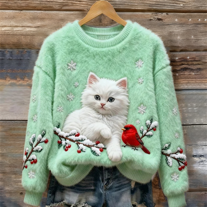 Tessa™ | Cosy Sweater With Snowy Cat Mint 5