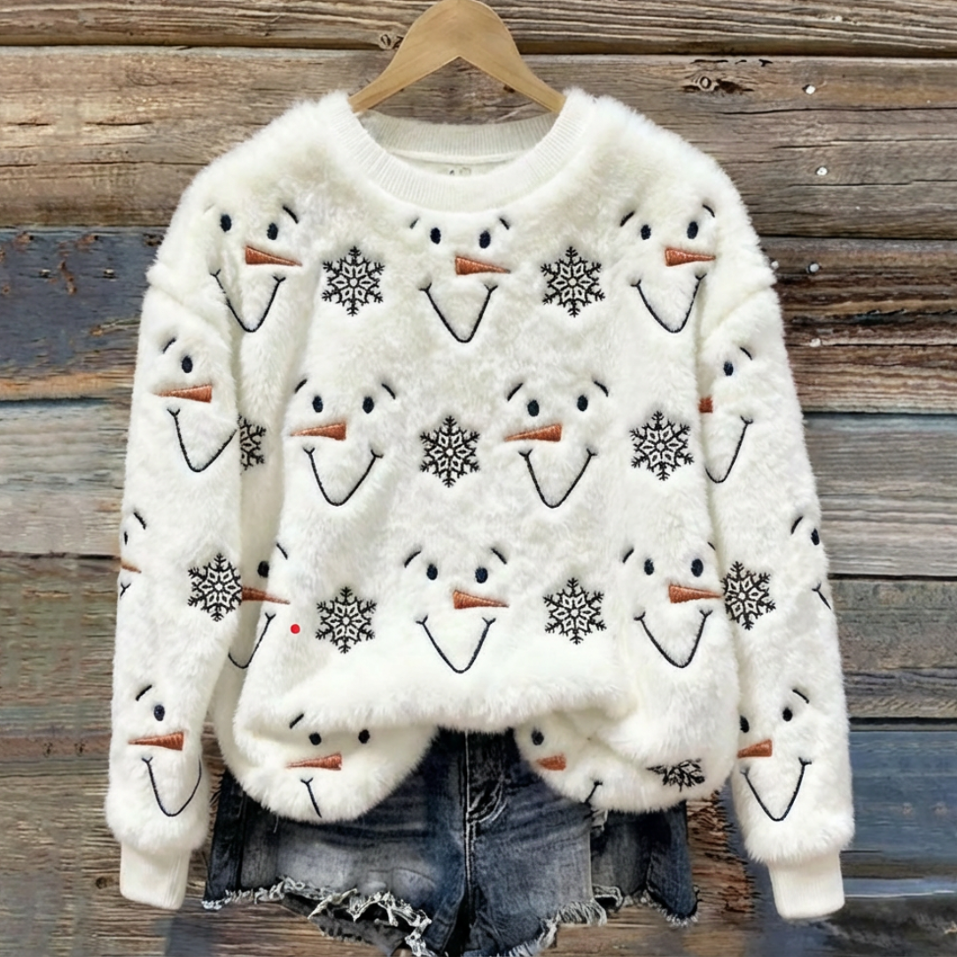 Tessa™ | Cozy Fluffy Sweater with Cheerful Snowman Design 0