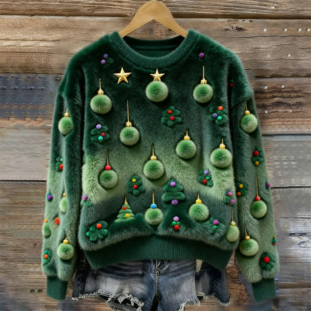 Tessa™ | Fluffy Pom-Pom Christmas Tree Sweater 0