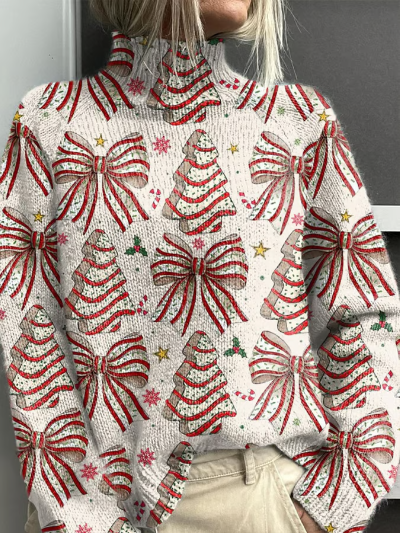 Verity™ | Festive Bow-Print Holiday Sweater 0