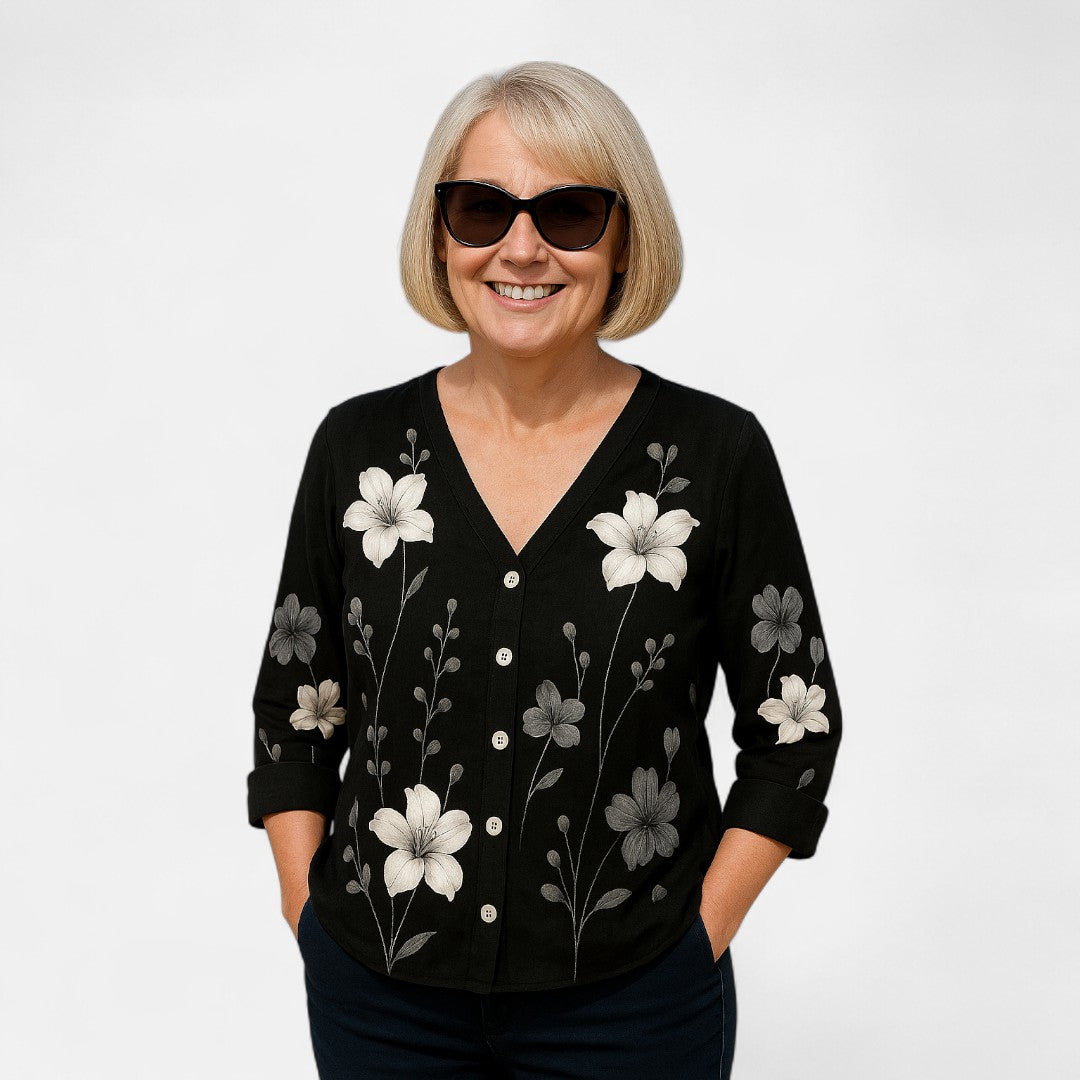 Yewon™ - Loose-fitting floral top