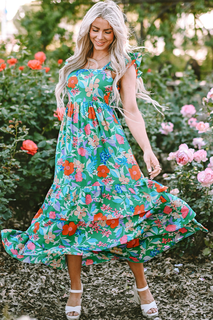 Floral Print Sleeveless Maxi Dresses