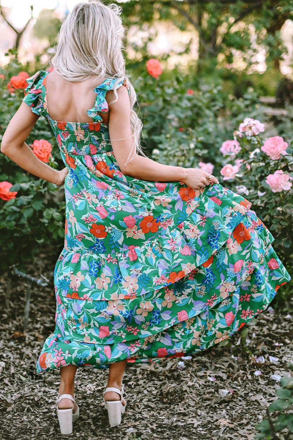 Floral Print Sleeveless Maxi Dresses