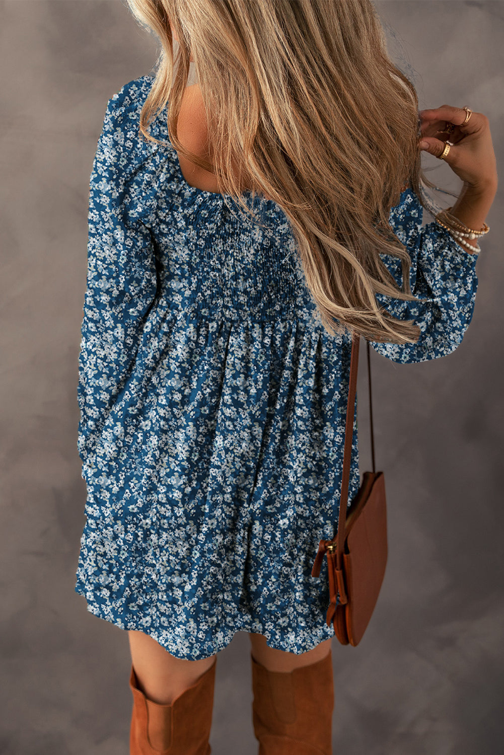 Floral Print Sweetheart Neck Mini Dress